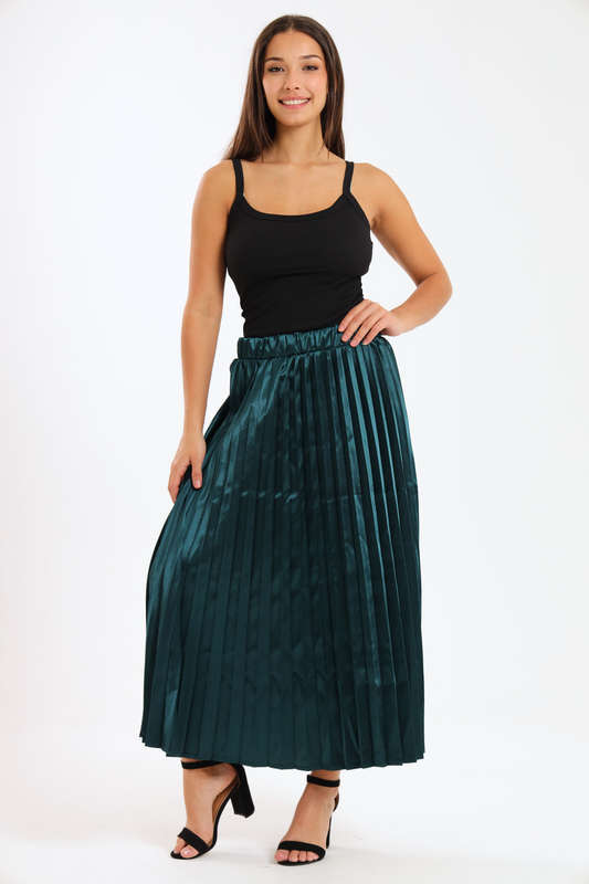 Sorley Pleated Satin Maxi Skirt