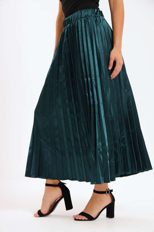 Sorley Pleated Satin Maxi Skirt