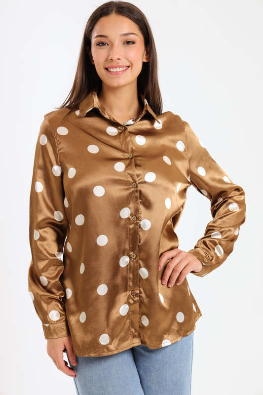 Vivian Satin Long Sleeve Button Down Shirt