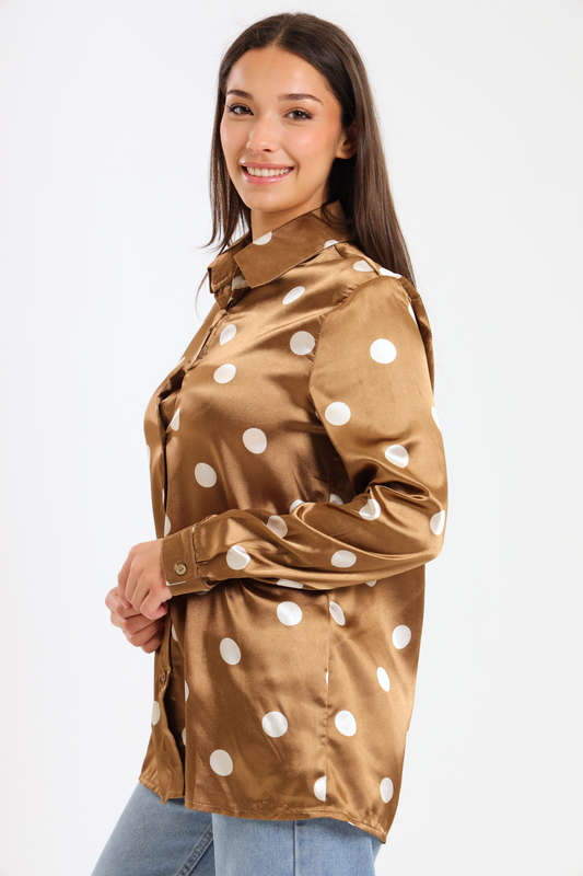 Vivian Satin Long Sleeve Button Down Shirt
