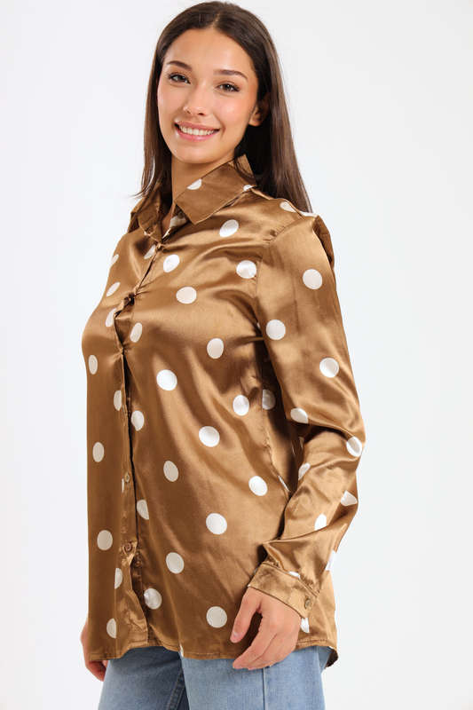 Vivian Satin Long Sleeve Button Down Shirt