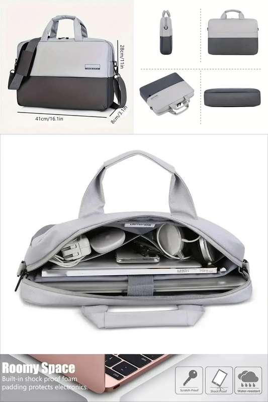 Waterproof Travel Laptop Shoulder Bag with Straps 15.6 Inch