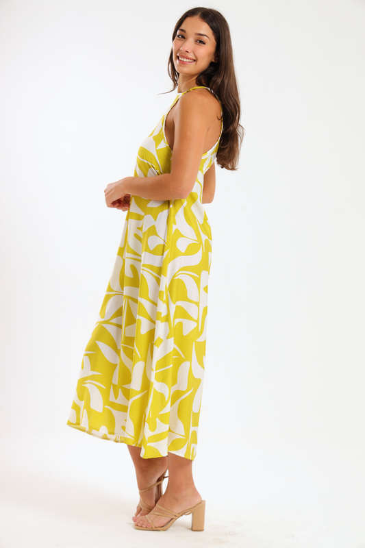 Claire Sleeveless Halter Mid-Maxi Dress