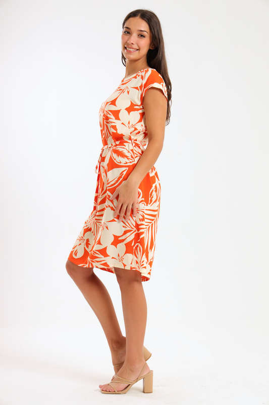 Ellie Tropical Short Sleeve Summer Dress
