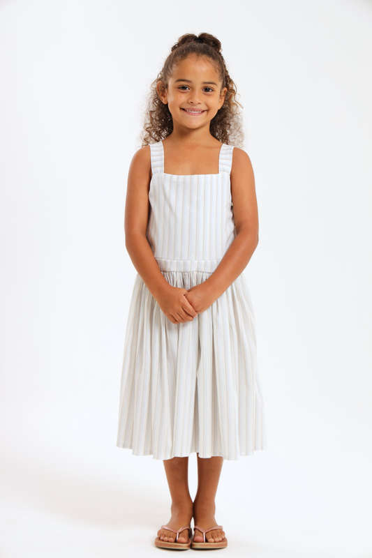 Girls Striped Sleeveless  Summer Dress 7 to 14 Years