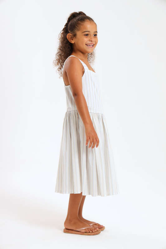 Girls Striped Sleeveless  Summer Dress 7 to 14 Years