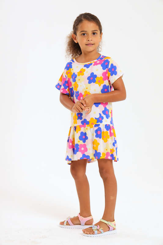 Girls Summer Short Sleeve Dress 2 to 7 Years