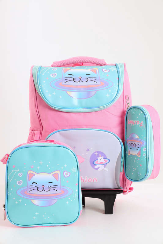 Kids Heavy Duty Trolley Bag Backpack School Bag 3 Piece Set