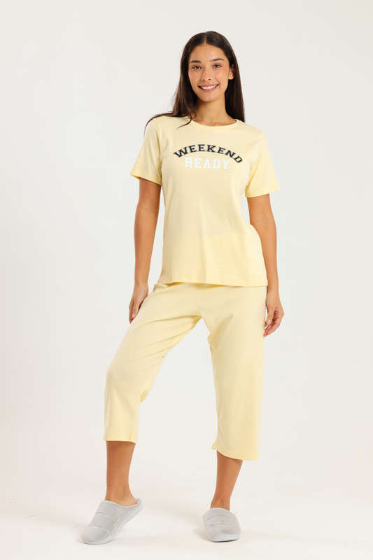 Ladies 3/4 Short Sleeve Summer Pyjama Set