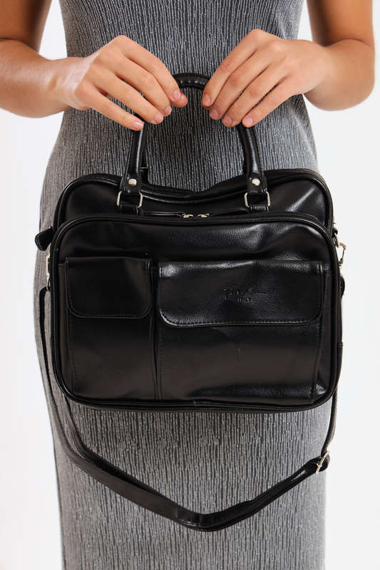 Ladies SOTTO Premium Faux Leather Handbag with Multiple Compartments in Black