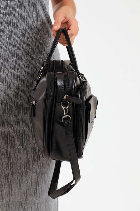 Ladies SOTTO Premium Faux Leather Handbag with Multiple Compartments in Black