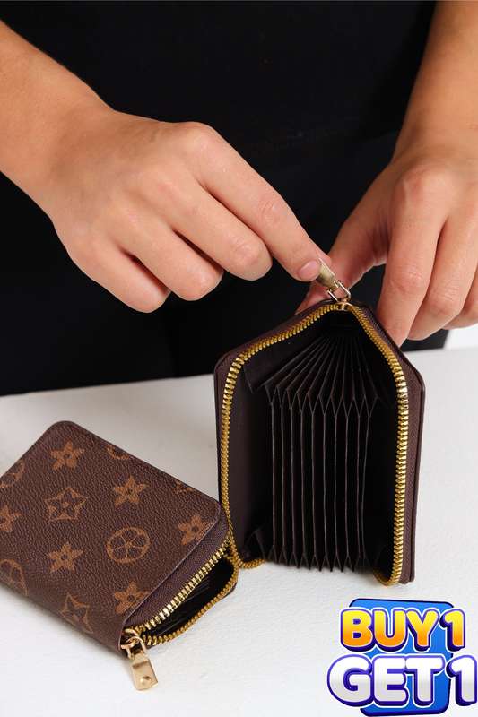 Ladies Faux Leather Zip-Around Card Holder Purse PROMO-2-FOR-1