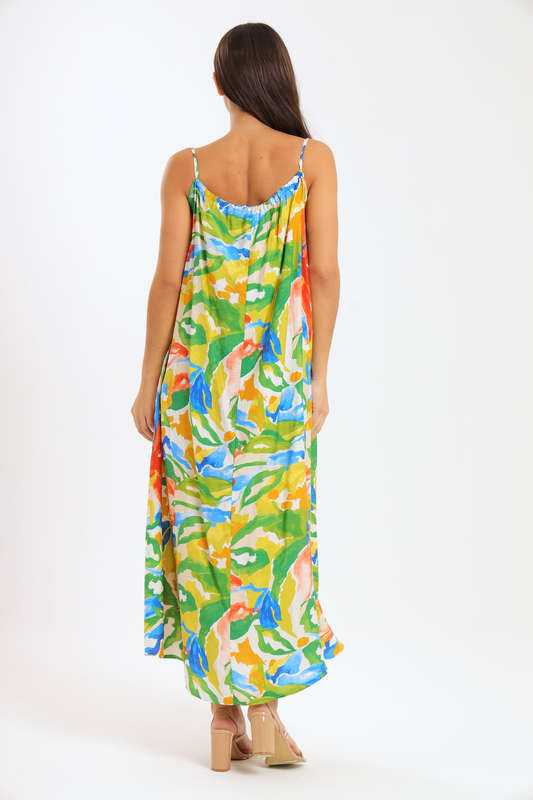 Lush Tropic Floral Maxi Strappy Summer Dress