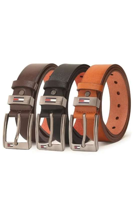 Men's Casual Premium PU Leather Classic Jeans Belt with Prong Buckle