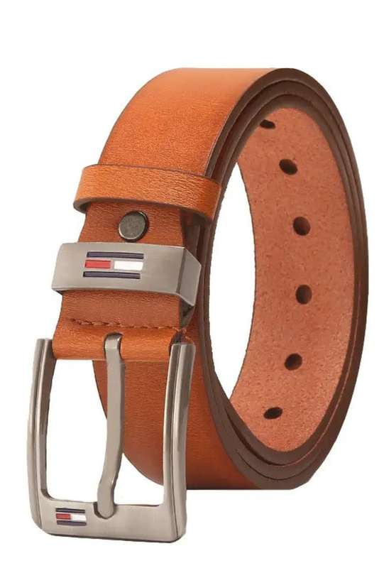 Men's Casual Premium PU Leather Classic Jeans Belt with Prong Buckle