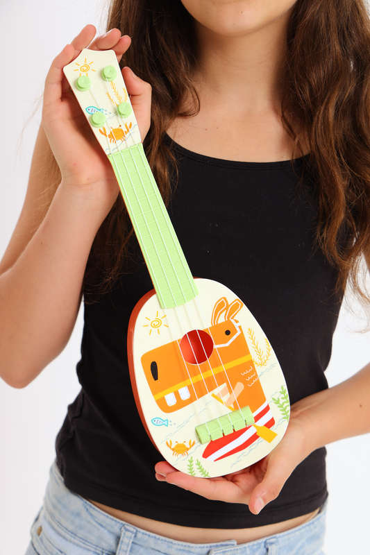 Mini Ukulele Guitar Toy with 4 Adjustable Strings 37 cm