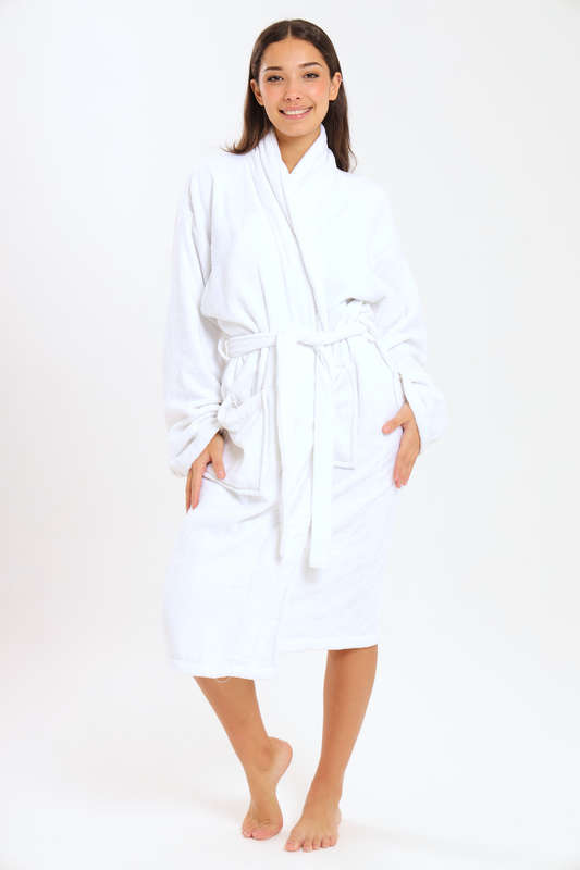 Bristol Luxury Hotel Collection White Bath Robe With Pockets &amp; Belt