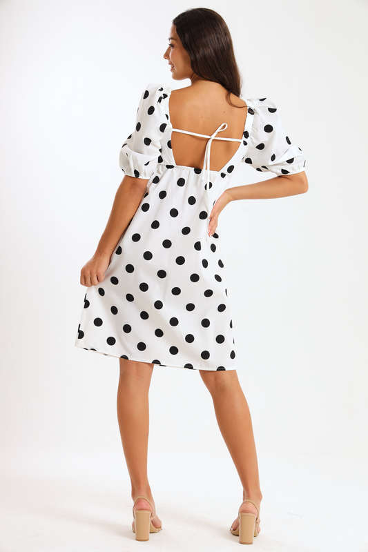 Alma Ladies Dotted Collared Tiered Dress