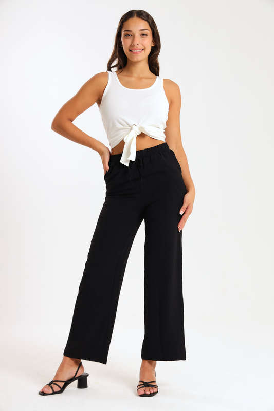 Ladies Ribbed Vest Knotted LULU Crop Top
