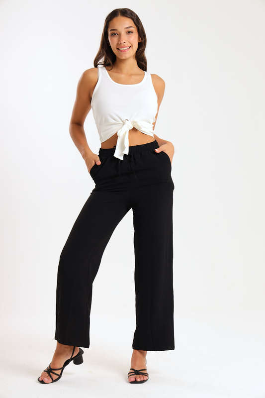 Ladies Ribbed Vest Knotted LULU Crop Top