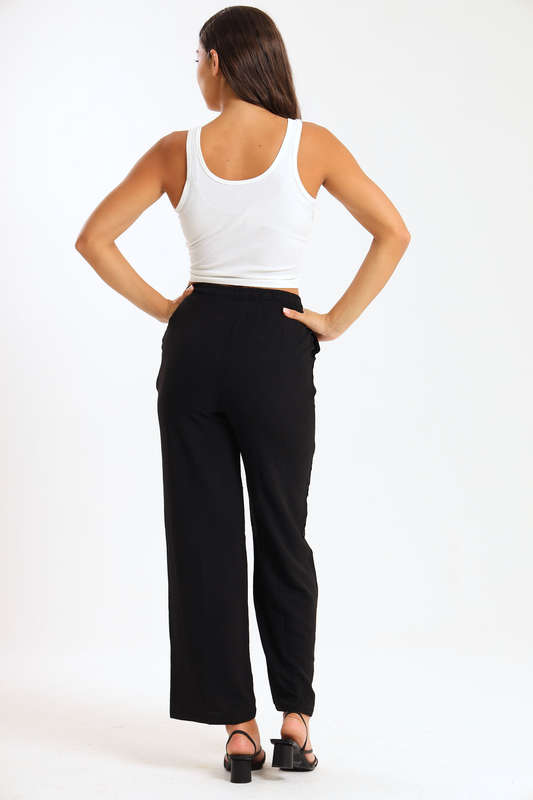 Jennifer Airflow Casual Black Office Pants With Pockets