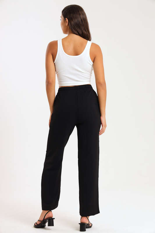 Jennifer Airflow Casual Black Office Pants With Pockets