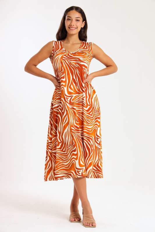 Ladies Midaxi Sleeveless Summer Dress  With Pockets