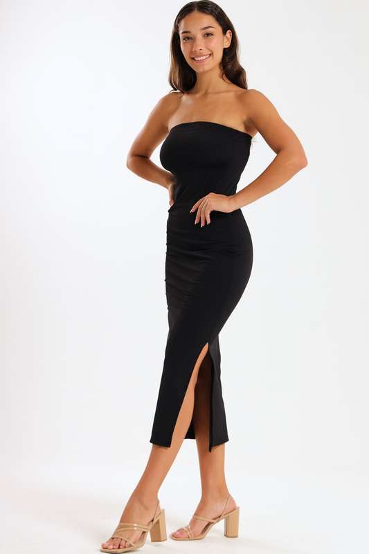 Mariana Boobtube Maxi Bodycon Dress with Side Slit