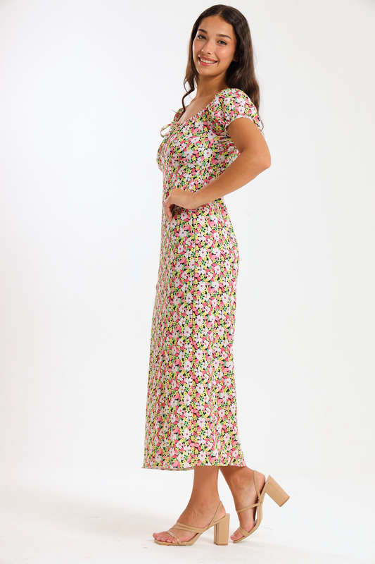 Maxine Ladies Printed Midaxi Short Sleeve Summer Dress