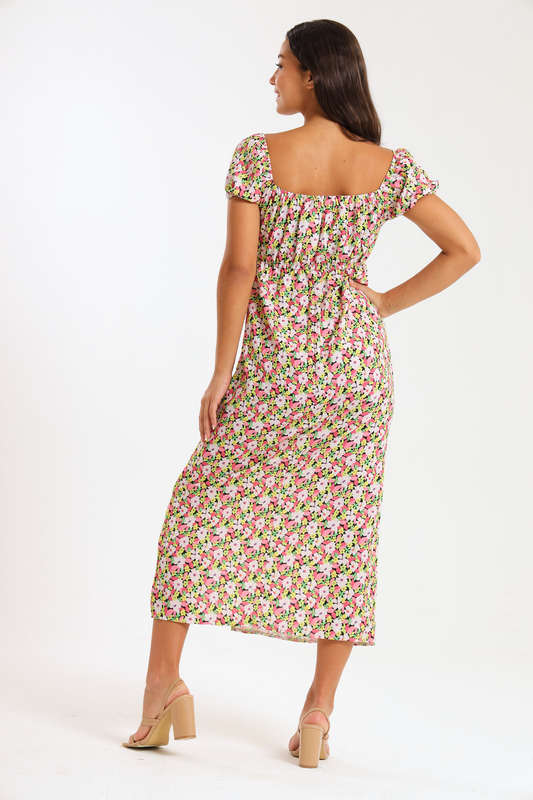 Maxine Ladies Printed Midaxi Short Sleeve Summer Dress