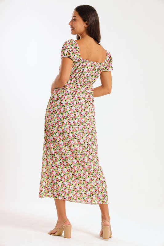 Maxine Ladies Printed Midaxi Short Sleeve Summer Dress
