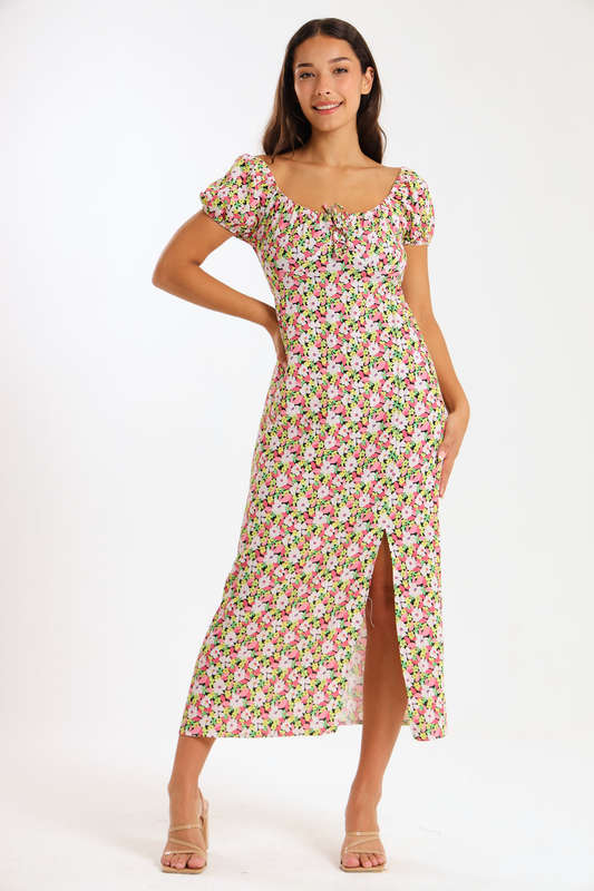 Maxine Ladies Printed Midaxi Short Sleeve Summer Dress