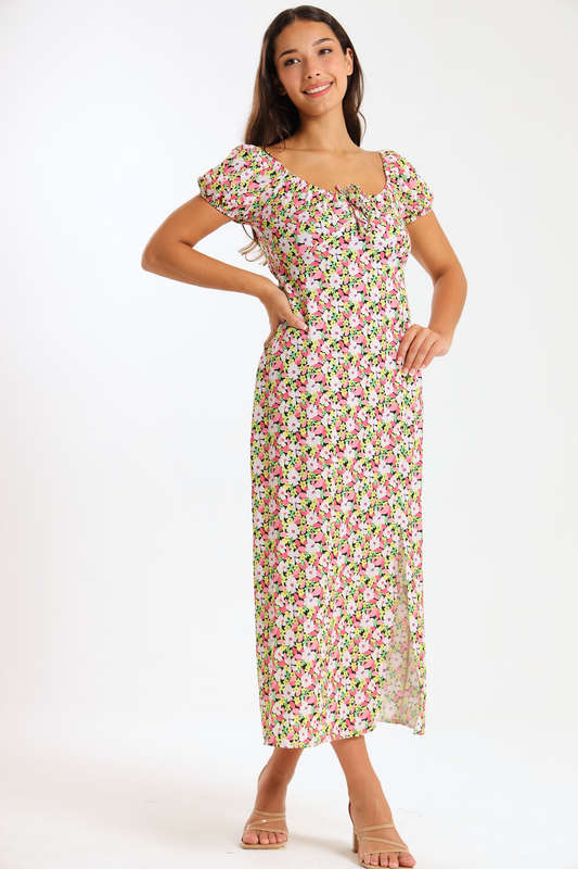 Maxine Ladies Printed Midaxi Short Sleeve Summer Dress