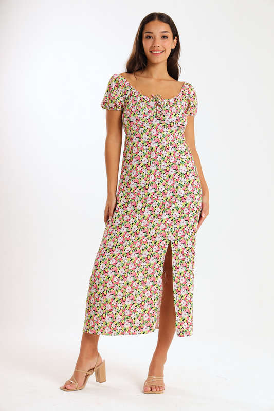 Maxine Ladies Printed Midaxi Short Sleeve Summer Dress