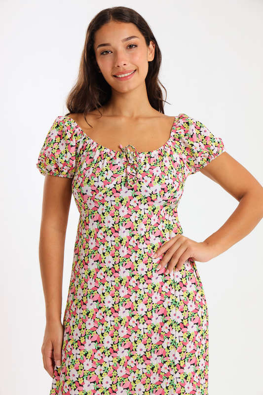 Maxine Ladies Printed Midaxi Short Sleeve Summer Dress