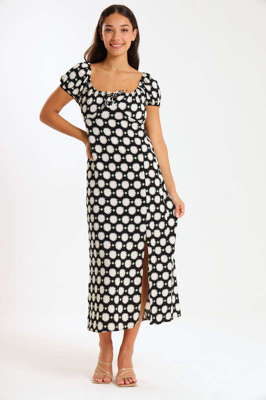 Maxine Ladies Printed Midaxi Short Sleeve Summer Dress