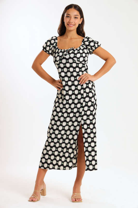 Maxine Ladies Printed Midaxi Short Sleeve Summer Dress
