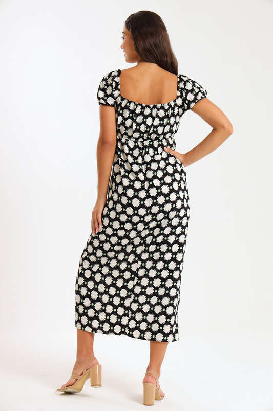 Maxine Ladies Printed Midaxi Short Sleeve Summer Dress
