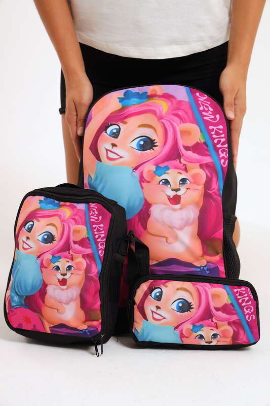Senza® 3 Piece School Bag Set Backpack Printed Waterproof Schoolbag