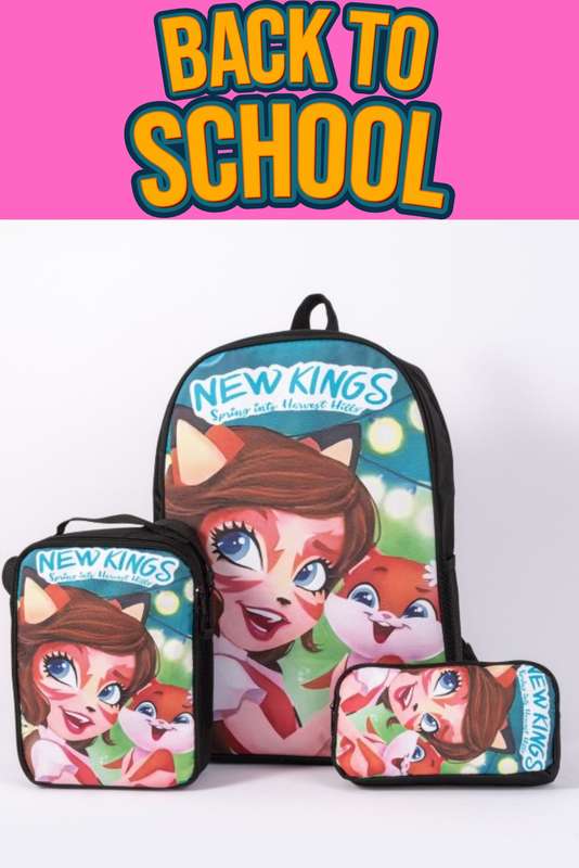 Senza® 3 Piece School Bag Set Backpack Printed Waterproof Schoolbag