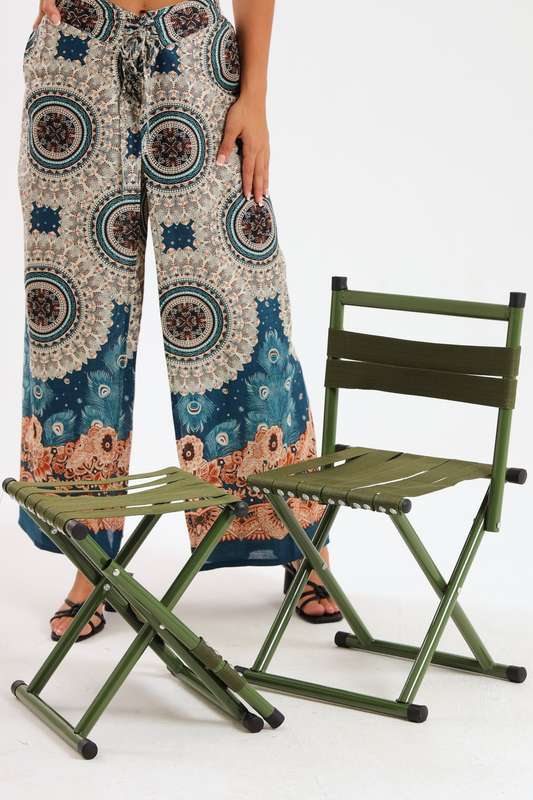 Senza® Travel Heavy Duty 2 in 1 Folding Stool Steel Chair