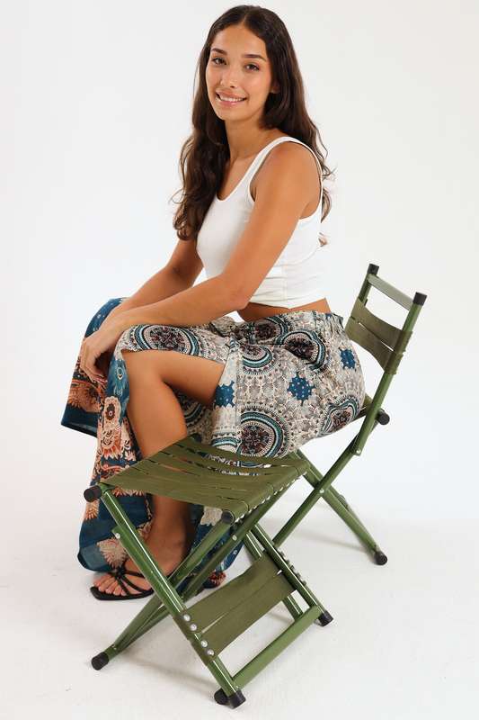 Senza® Travel Heavy Duty 2 in 1 Folding Stool Steel Chair