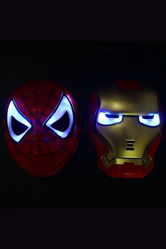 Spiderman Or Iron Man Light Up Face Mask Shield