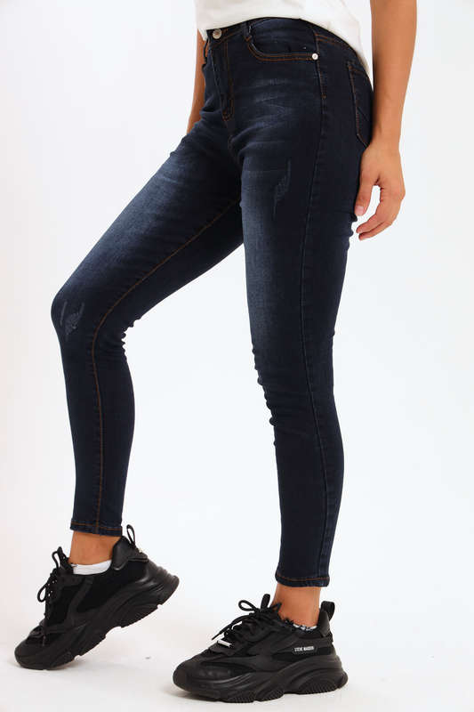 Ladies Blue High Rise Stretch Skinny Jeans