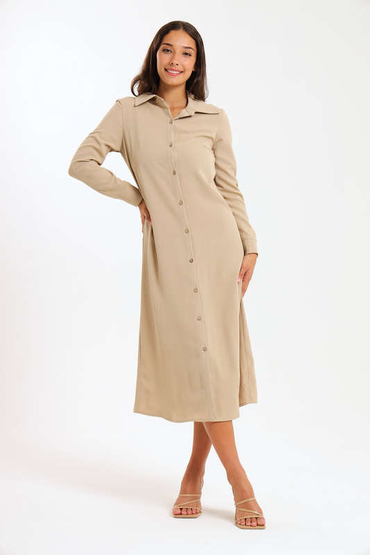 Niha Button Down Long Sleeve Office Shirt Dress