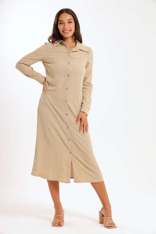 Niha Button Down Long Sleeve Office Shirt Dress