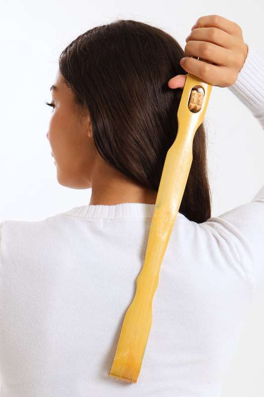 Senza® Bamboo Back Scratcher With Massage Wheels For Stress Relief