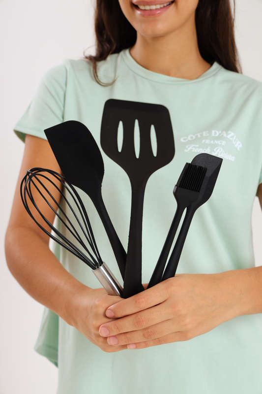 5 Pcs Silicone Rubber Spatula Set for Baking, Cooking and Mixing