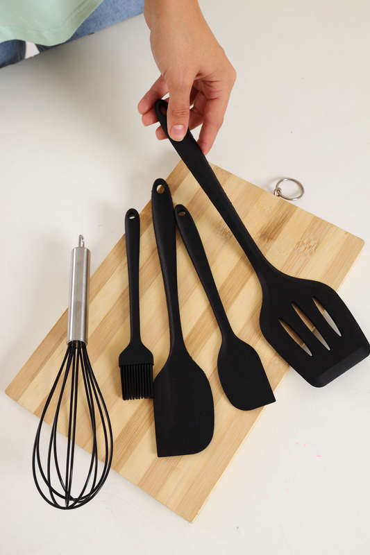 5 Pcs Silicone Rubber Spatula Set for Baking, Cooking and Mixing