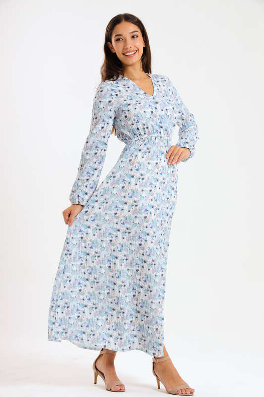 Annalee Long Sleeve Pleated Maxi Dress